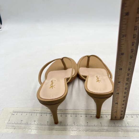 XYD Tan Thong Sandals Mid Heel Flip Flops Open Toe Daily Wearing Slippers - Picture 5 of 8